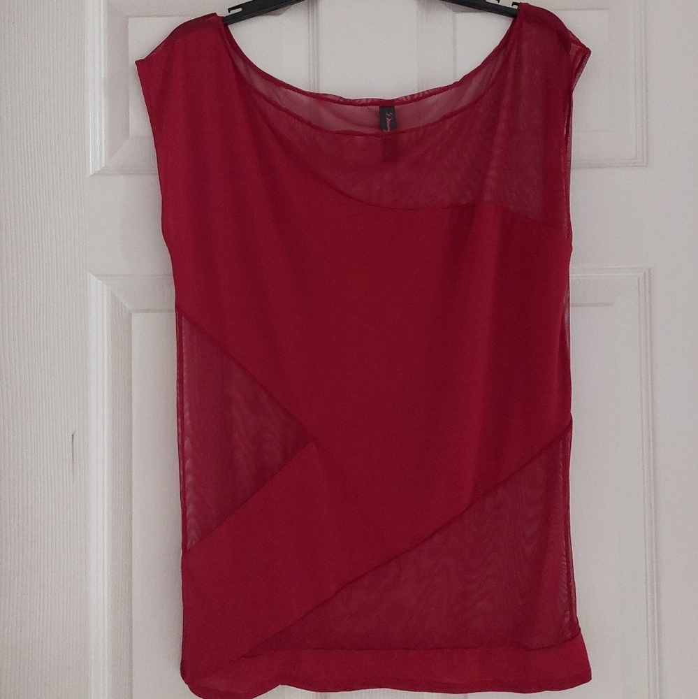 NWOT Dreamgirl Red patch mesh blouse size medium